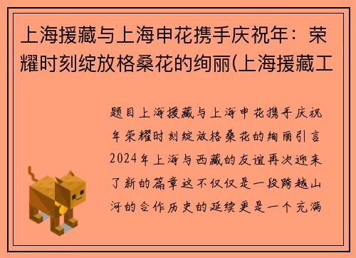 上海援藏与上海申花携手庆祝年：荣耀时刻绽放格桑花的绚丽(上海援藏工作队)